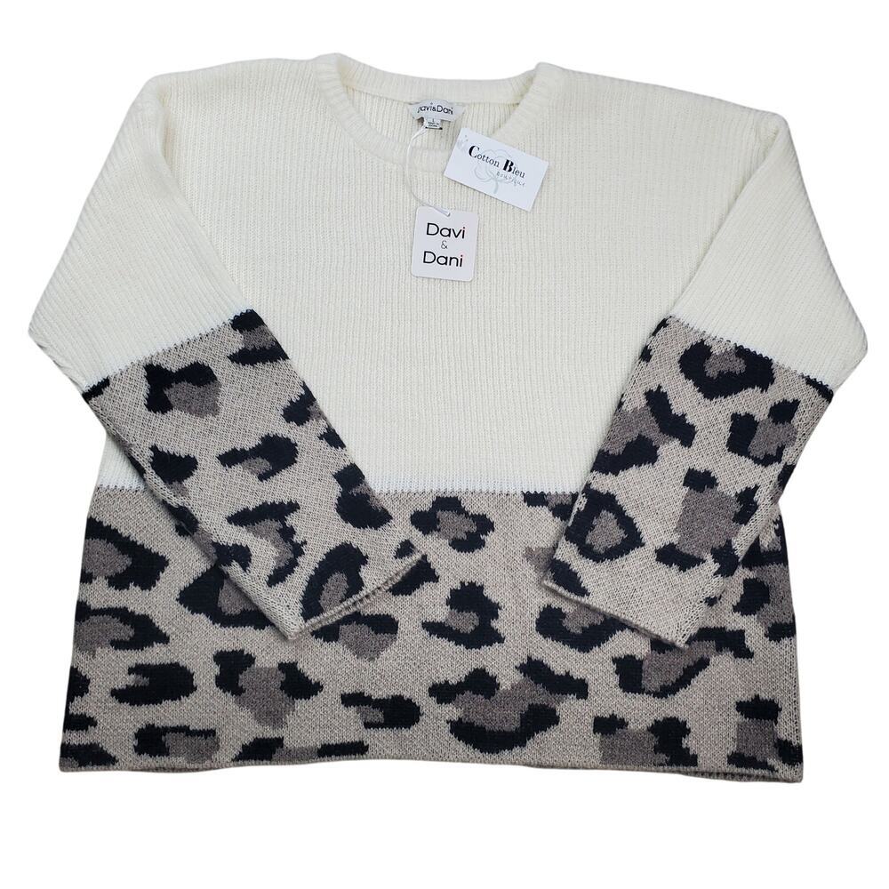 DAVI & DANI Leopard Print Oversized Sweater